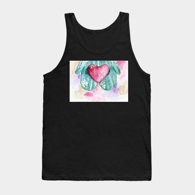 My heart belongs to you Watercolor Mittens Cute Tank Top by kristinedesigns